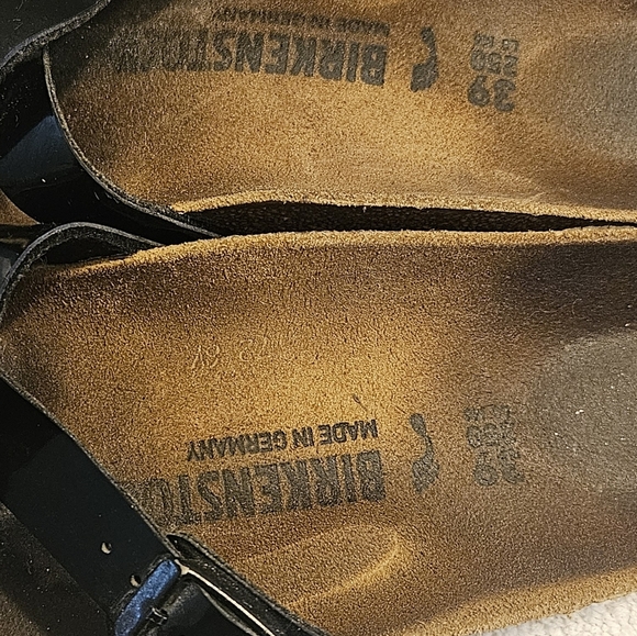 BIRKENSTOCK Yao Balance Sandals Slides Patent Leather Black Women's Sz 8/39 - Picture 3 of 4